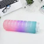 Plastic Colorful Motivational Water Bottle with Straw-900ml